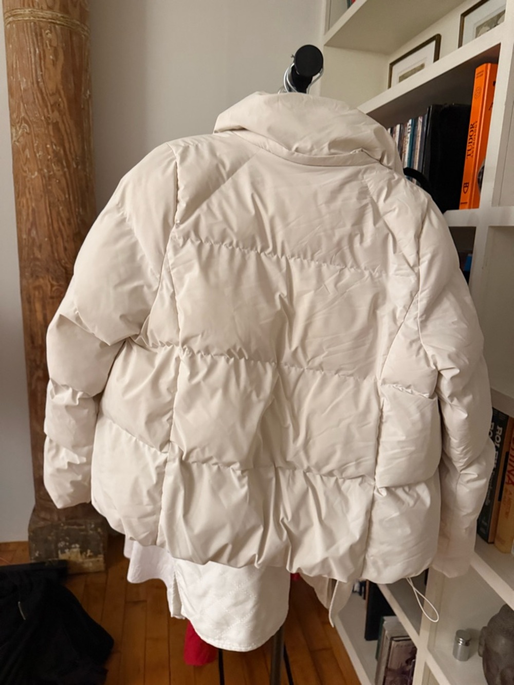 Women's Cream Puffer Jacket - Lightweight Quilted Coat